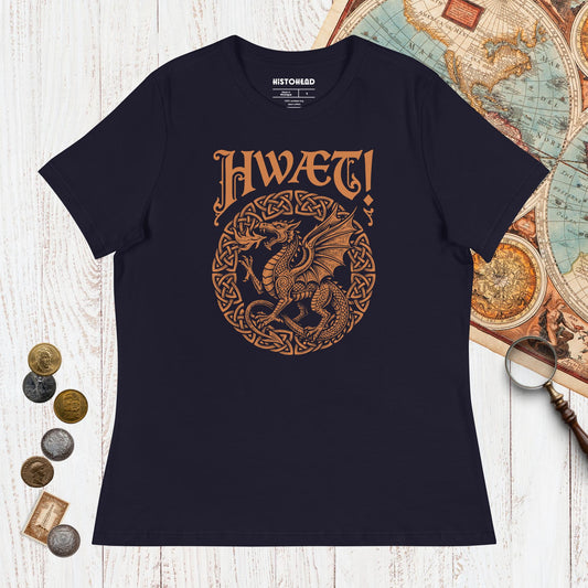 Navy Hwaet Dragon - Women's Tee - history buff gift by HistoHead