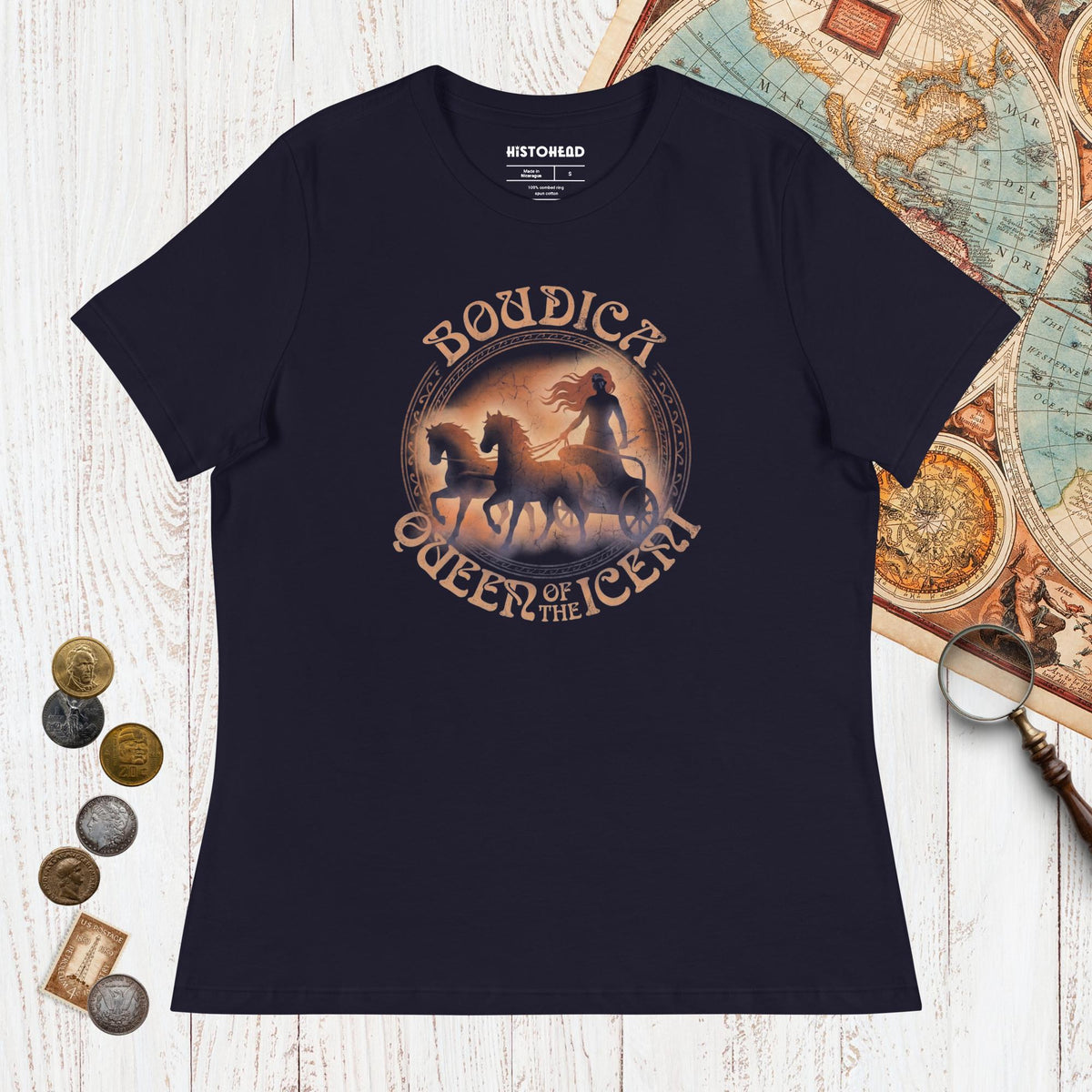 Navy Boudica Queen of the Iceni - Women's Tee - history buff gift by HistoHead
