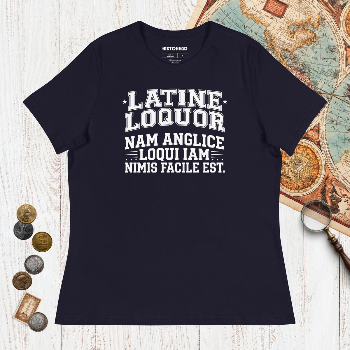 Navy I Speak Latin Because English Is Too Easy Now - Women's Tee - history buff gift by HistoHead
