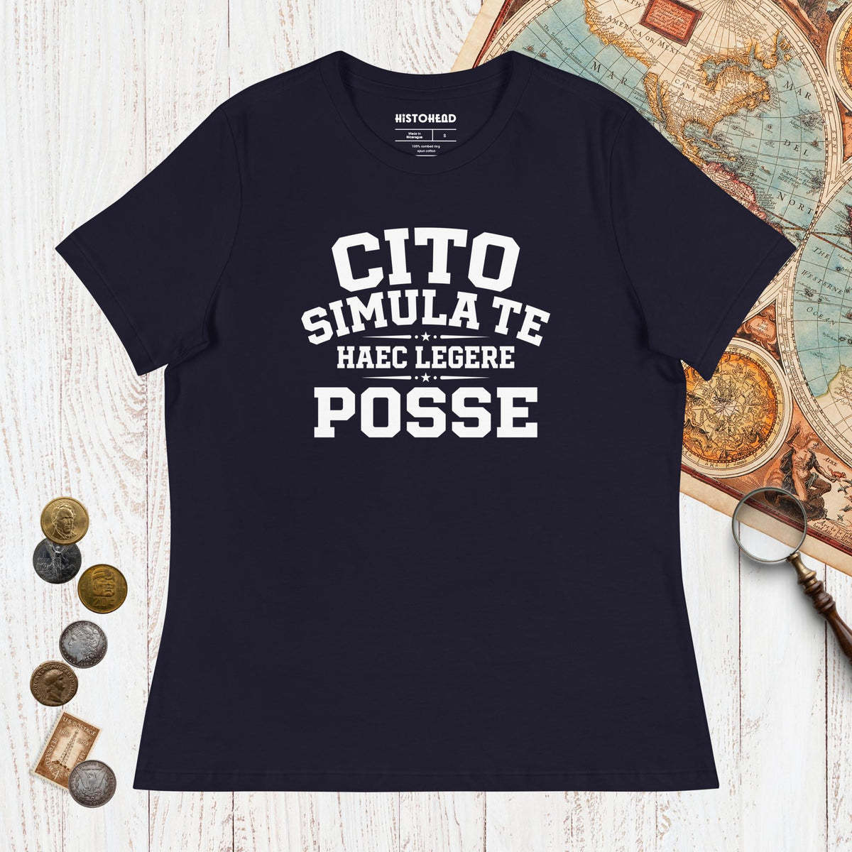 Navy Latin Quick Pretend You Can Read This - Women's Tee - history buff gift by HistoHead