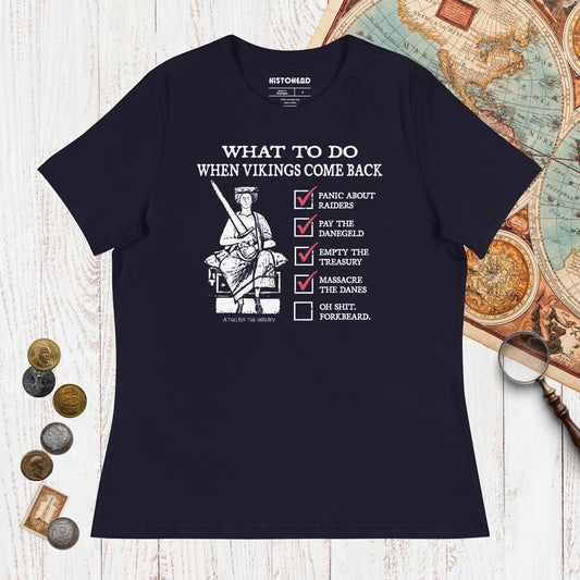 Navy Æthelred the Unready Viking Raid Survival Guide - Women's Tee - history buff gift by HistoHead