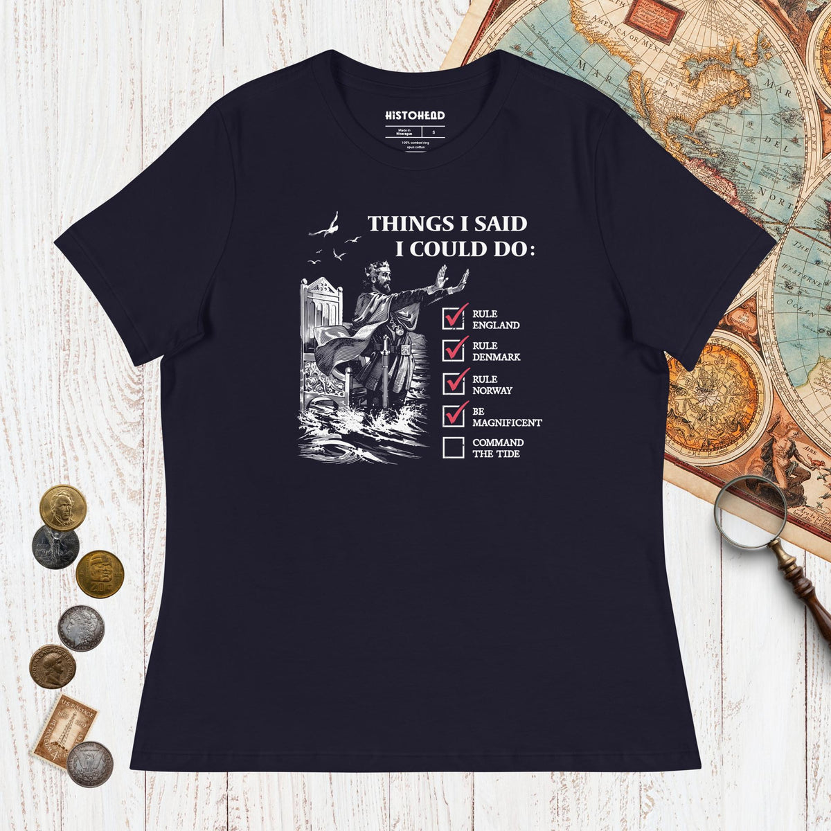 Navy Cnut the Great Commanding the Tide - Women's Tee - history buff gift by HistoHead