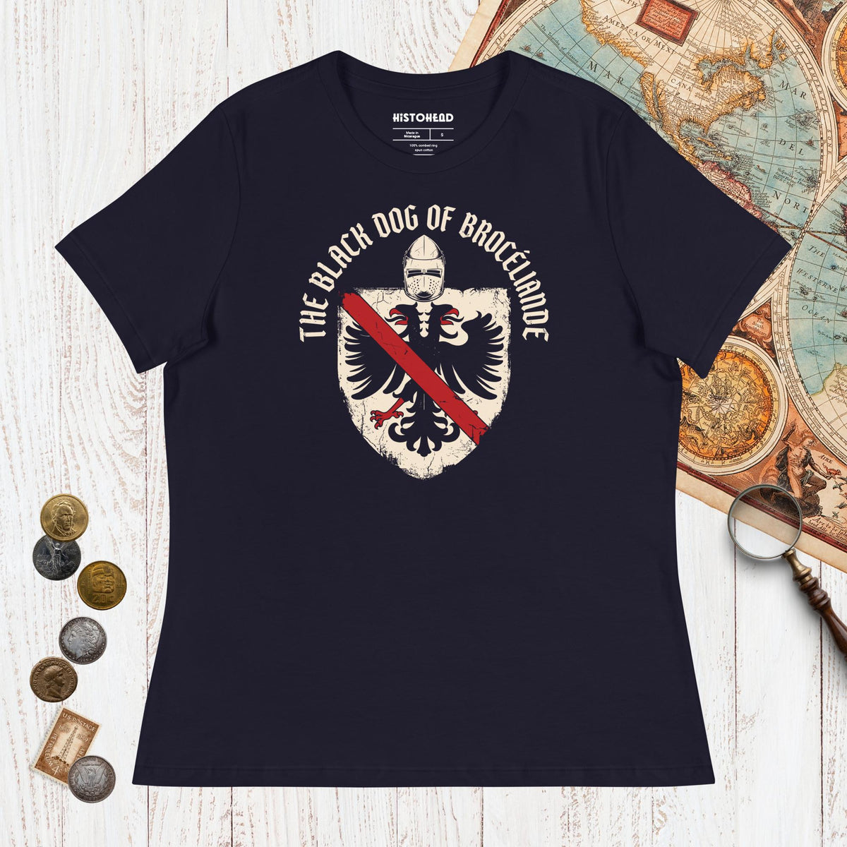 Navy Du Guesclin The Black Dog of Brocéliande - Women's Tee - history buff gift by HistoHead
