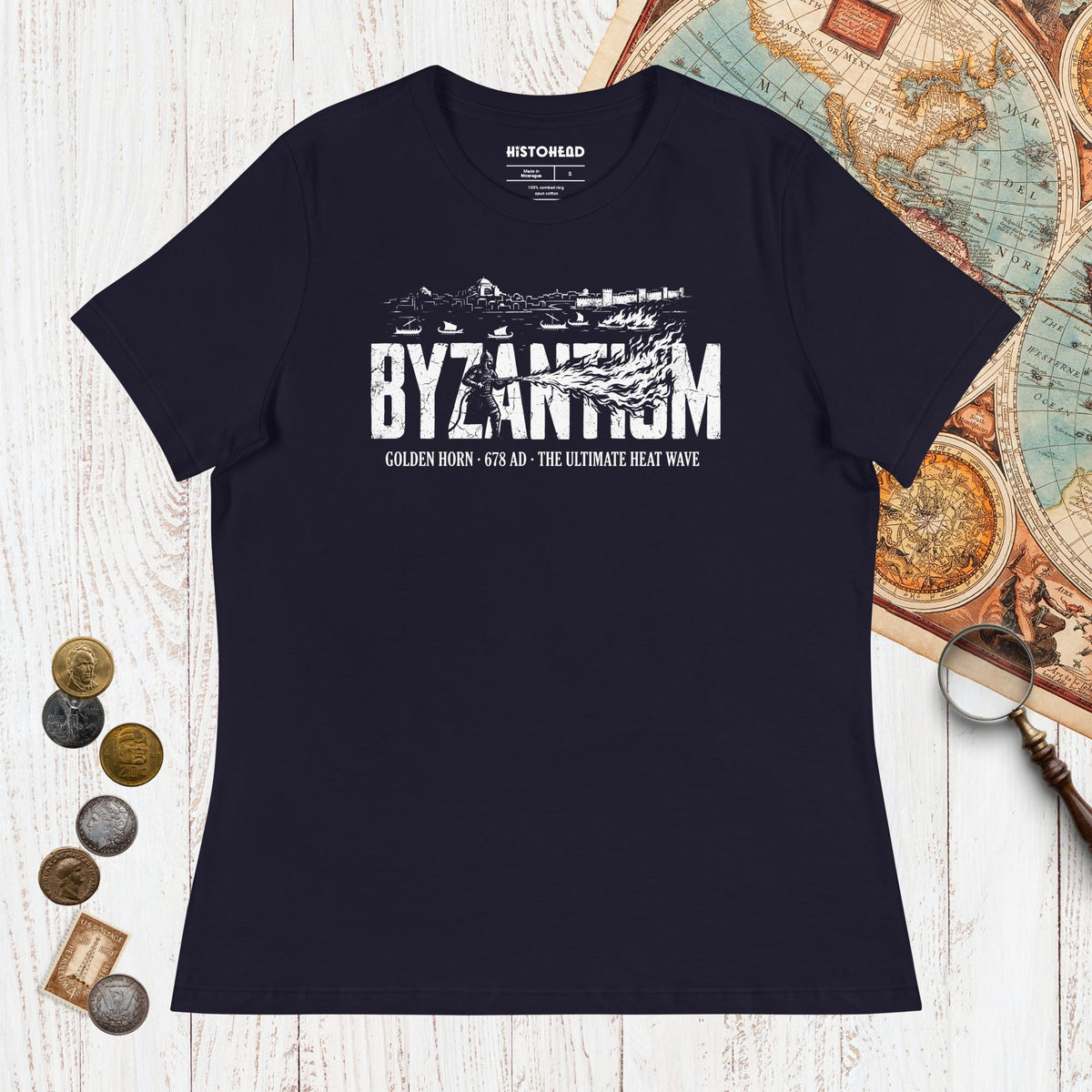 Navy Greek Fire 678 - Women's Tee - history buff gift by HistoHead