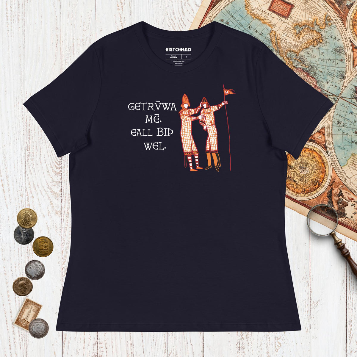 Navy Bayeux Tapestry Trust Me Everything Will Be Fine Old English - Women's Tee - history buff gift by HistoHead