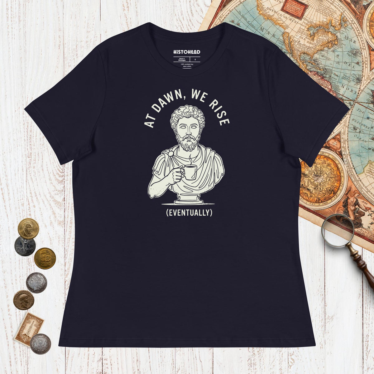 Navy At Dawn We Rise - Women's Tee - history buff gift by HistoHead
