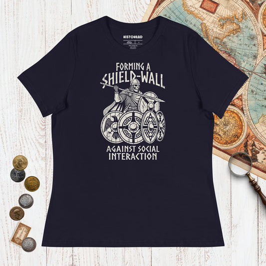 Navy Shieldwall Against Social Interaction - Women's Tee - history buff gift by HistoHead
