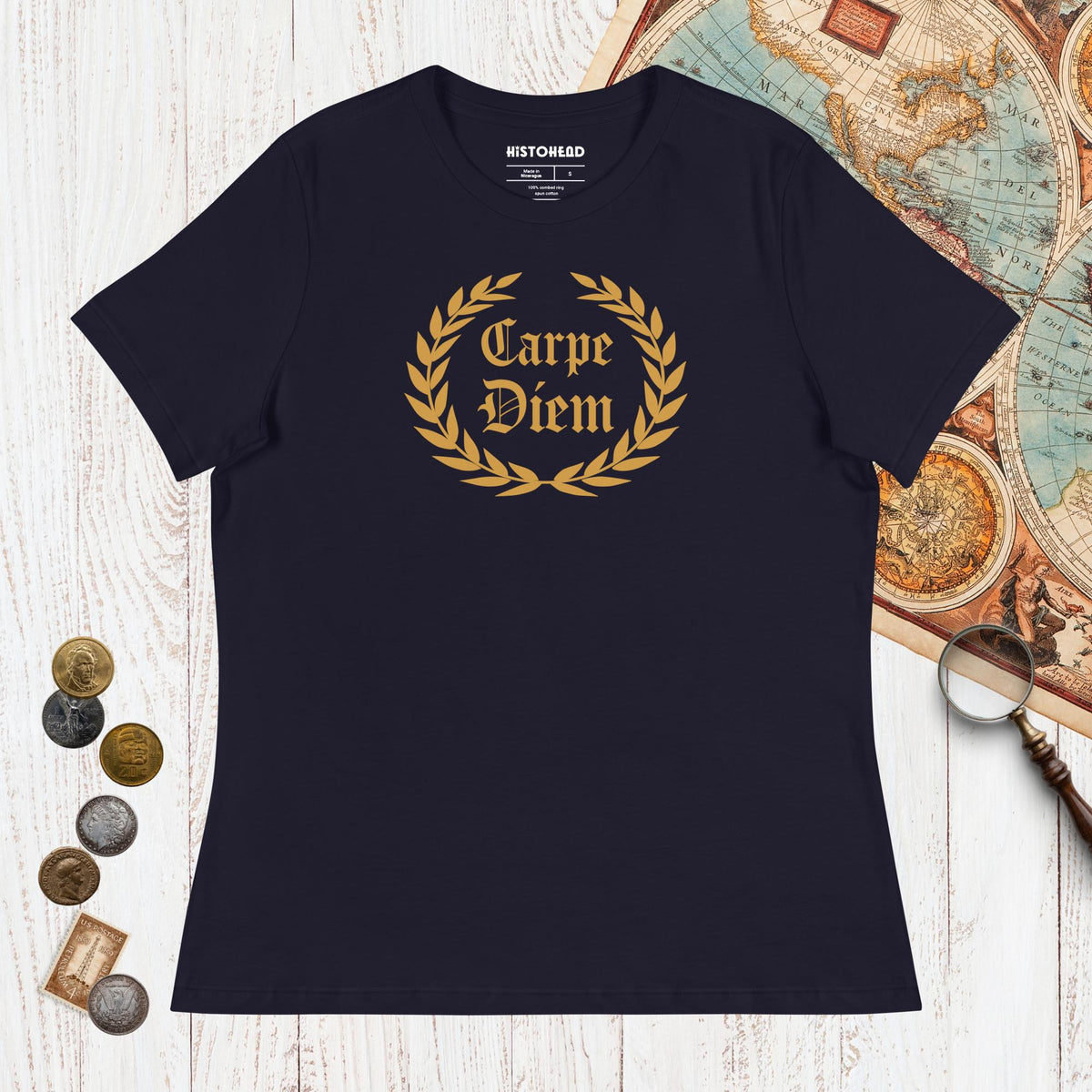 Navy Carpe Diem - Women's Tee - history buff gift by HistoHead