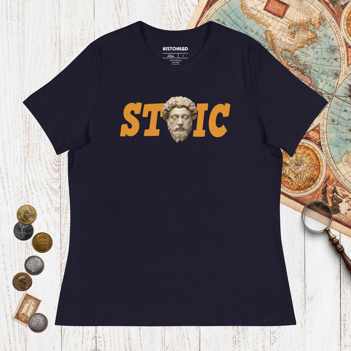 Navy Stoic Marcus Aurelius - Women's Tee - history buff gift by HistoHead