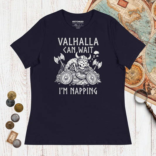Navy Valhalla Can Wait - Women's Tee - history buff gift by HistoHead