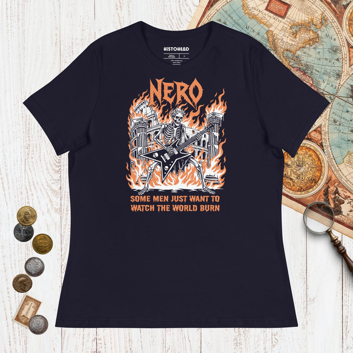 Navy Nero Watch the World Burn - Women's Tee - history buff gift by HistoHead