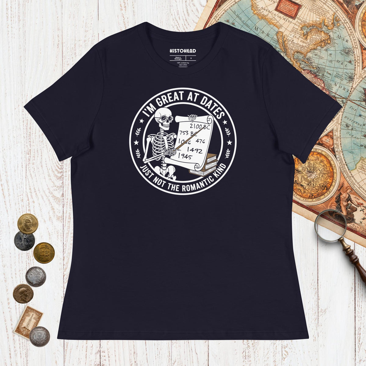 Navy Great At Dates - Women's Tee - history buff gift by HistoHead
