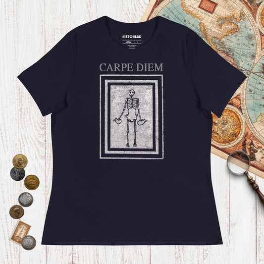 Navy Carpe Diem Skeleton - Women's Tee - history buff gift by HistoHead