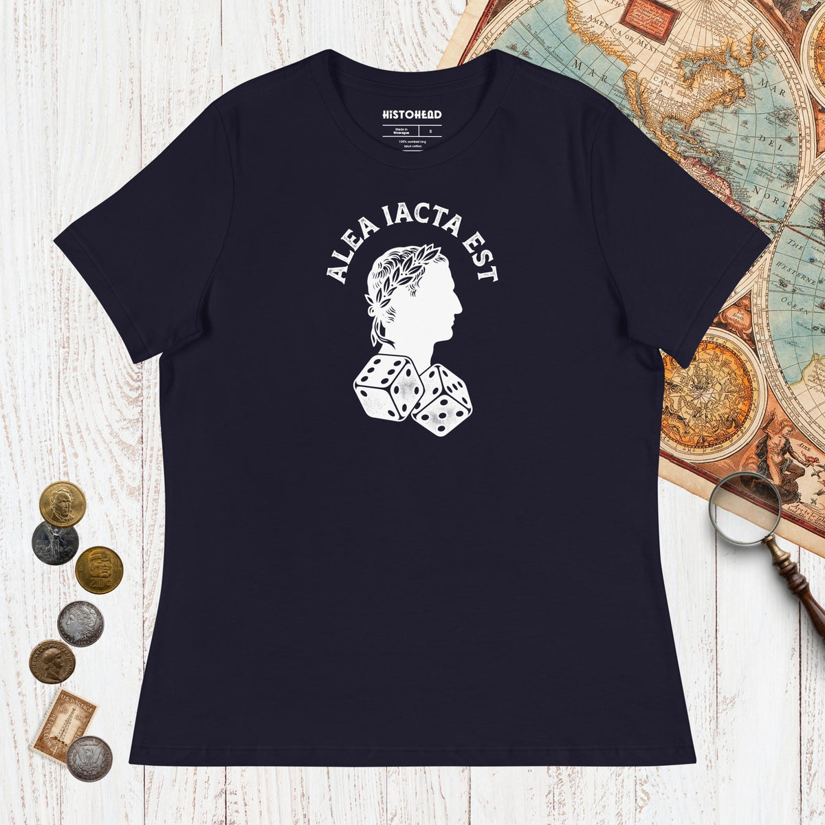 Navy Alea Iacta Est Caesar Quote - Women's Tee - history buff gift by HistoHead