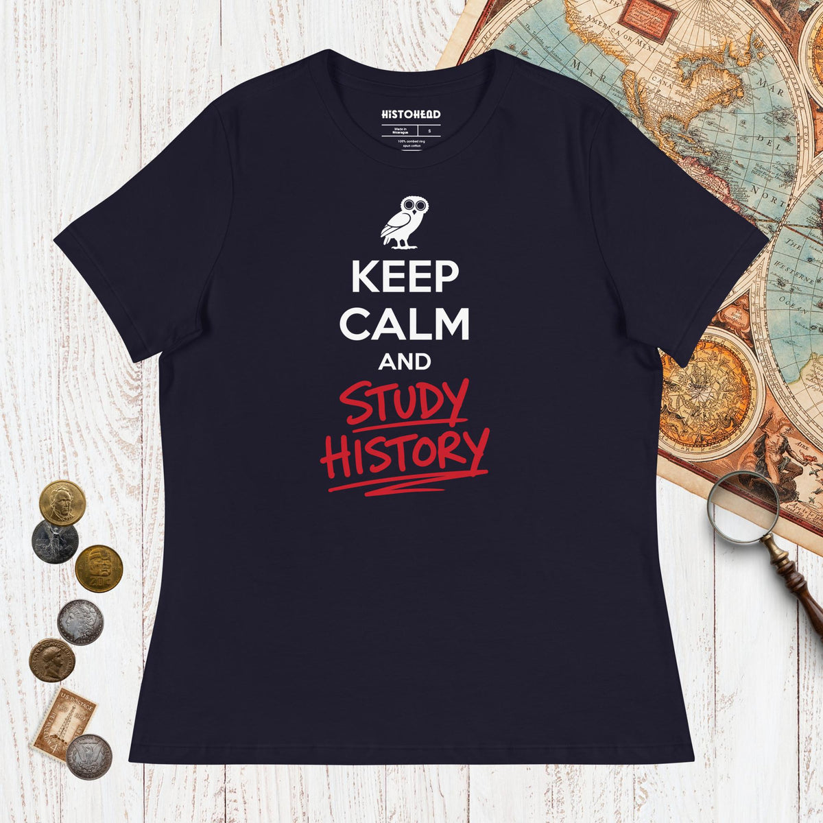 Navy Keep Calm and Study History - Women's Tee - history buff gift by HistoHead