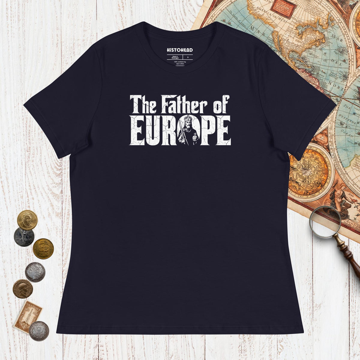Navy Charlemagne The Father of Europe - Women's Tee - history buff gift by HistoHead