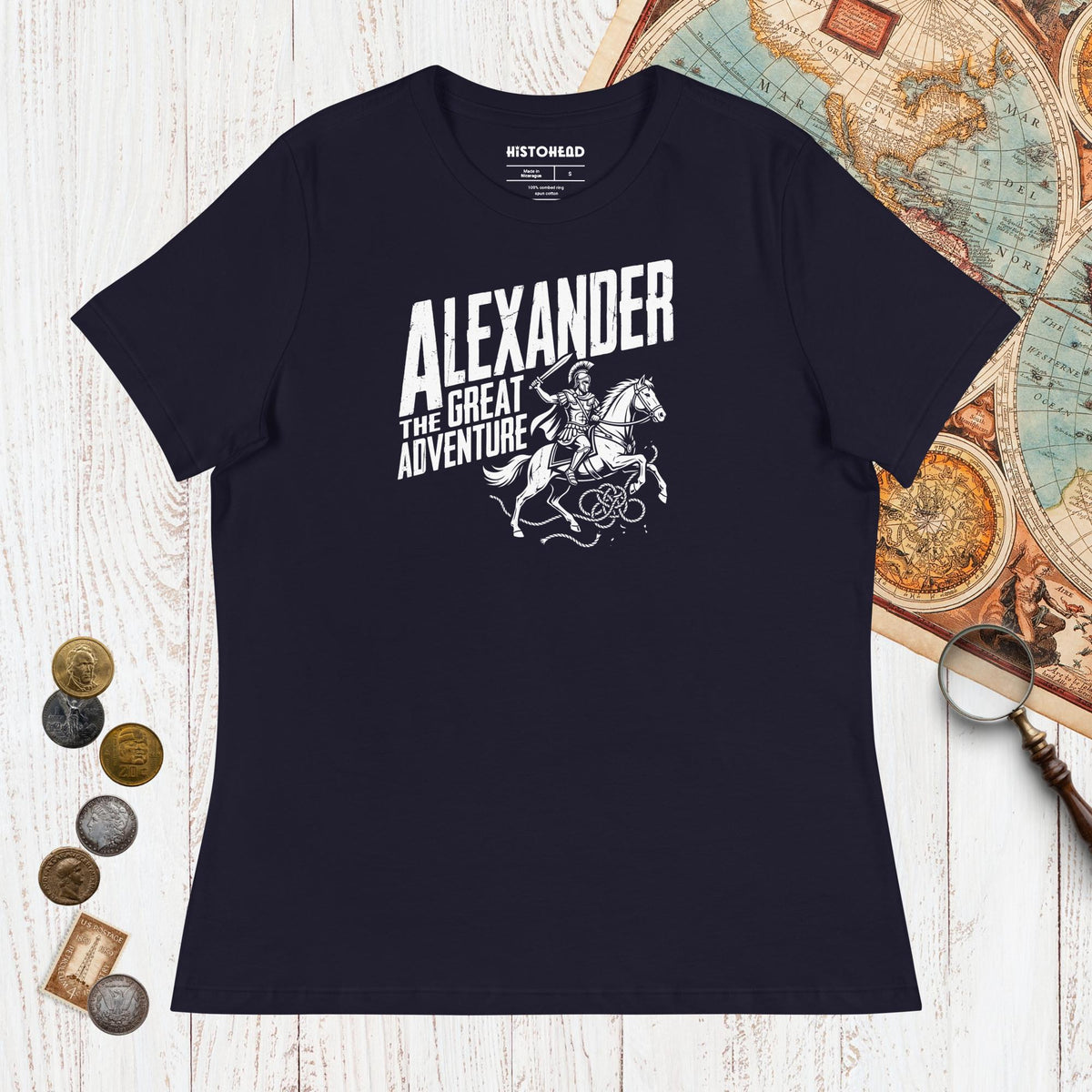 Navy Alexander the Great Adventure - Women's Tee - history buff gift by HistoHead