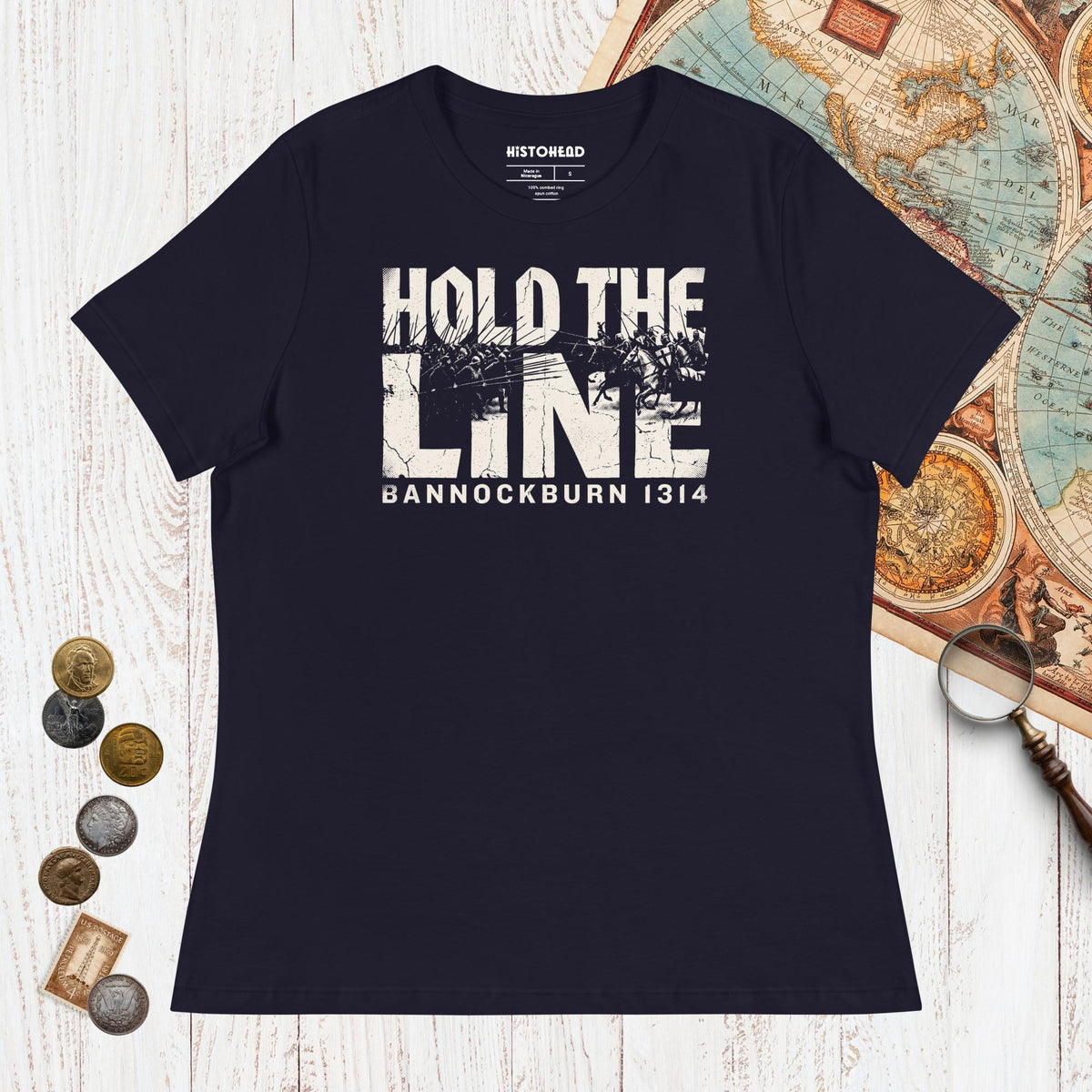 Navy Hold The Line Bannockburn 1314 - Women's Tee - history buff gift by HistoHead