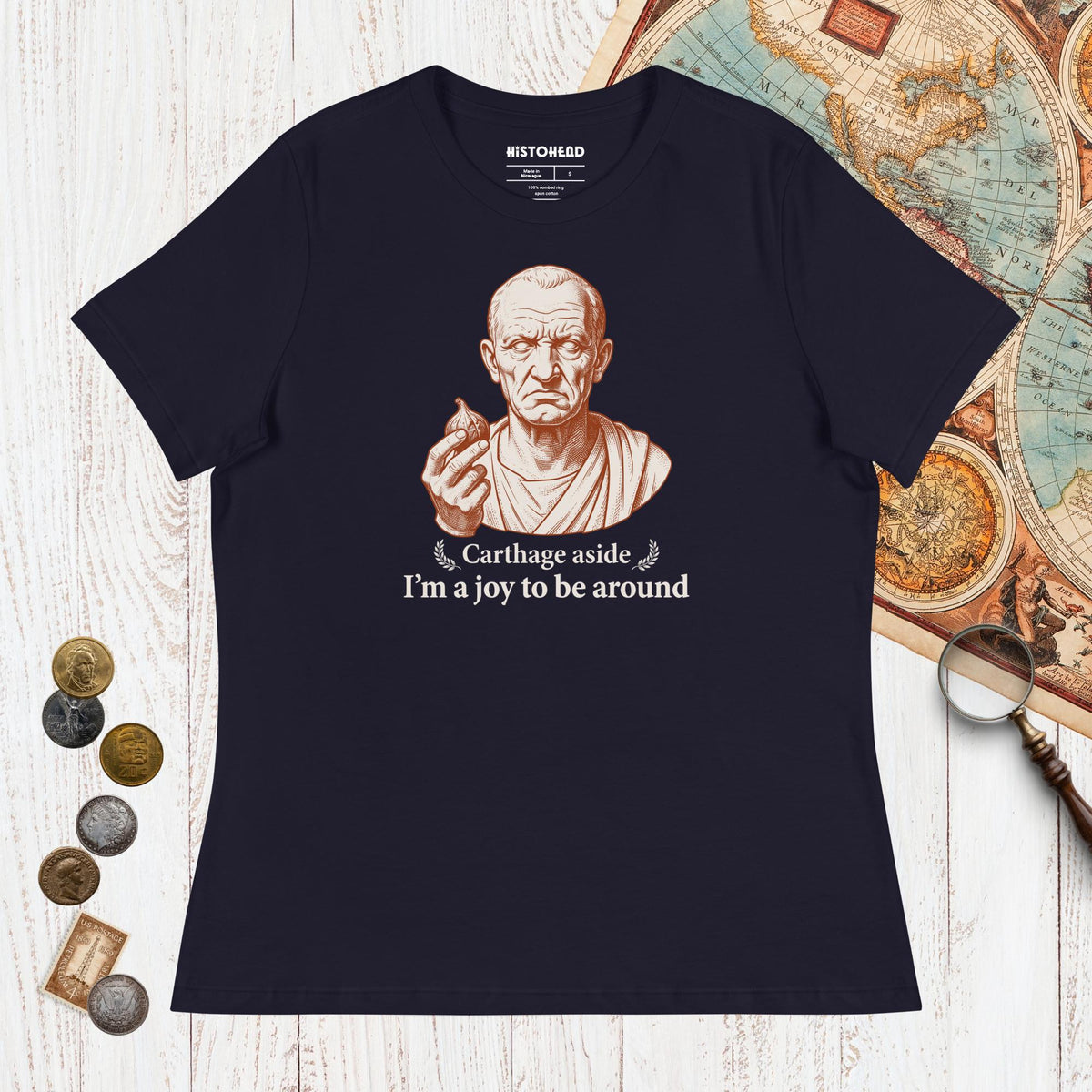 Navy Cato Carthage Aside I'm a Joy to Be Around - Women's Tee - history buff gift by HistoHead