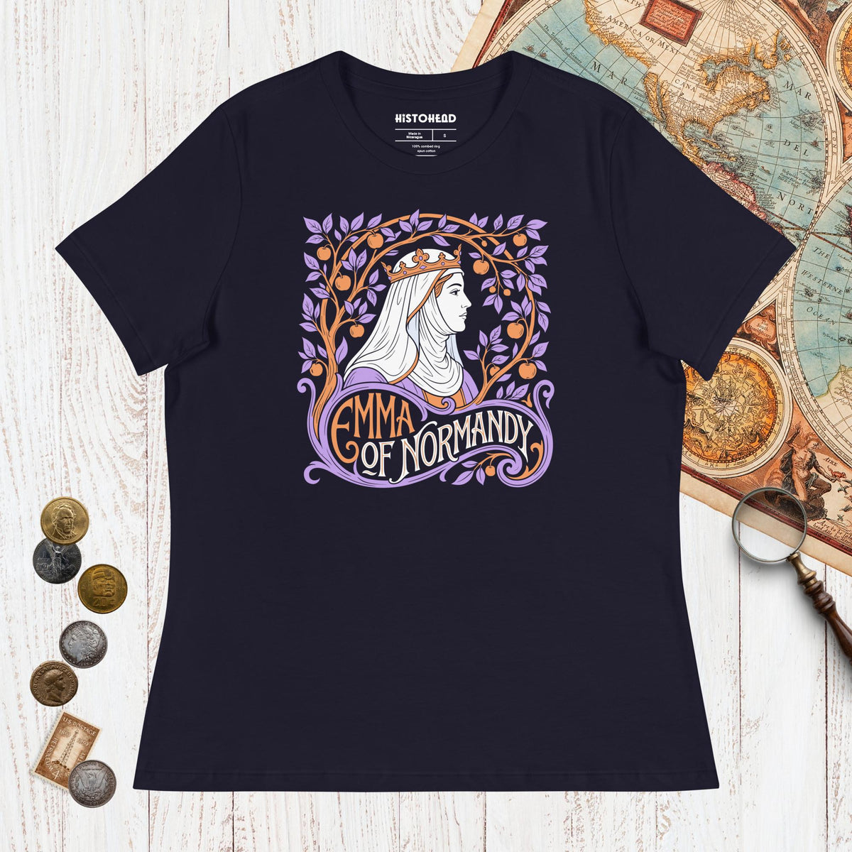 Navy Emma Of Normandy - Women's Tee - history buff gift by HistoHead