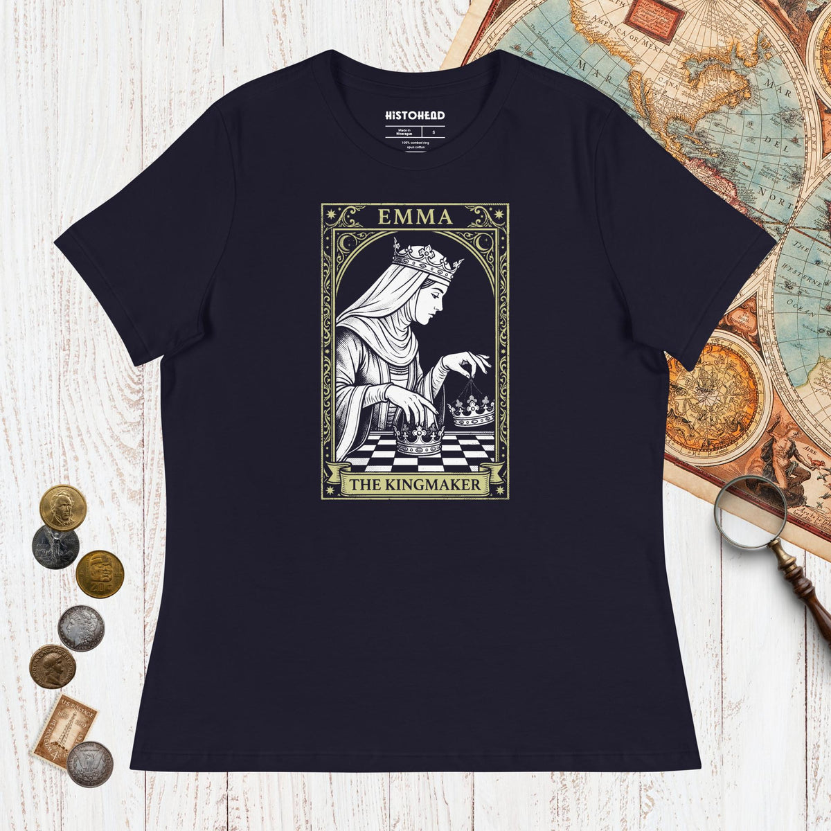 Navy Emma of Normandy The Kingmaker - Women's Tee - history buff gift by HistoHead