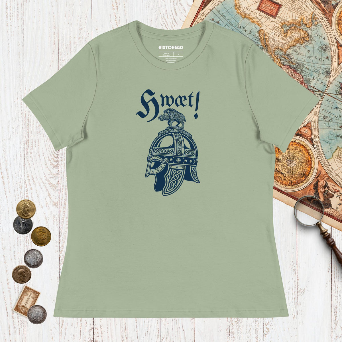 Sage Hwæt Boar-Crested Helmet - Women's Tee - history buff gift by HistoHead