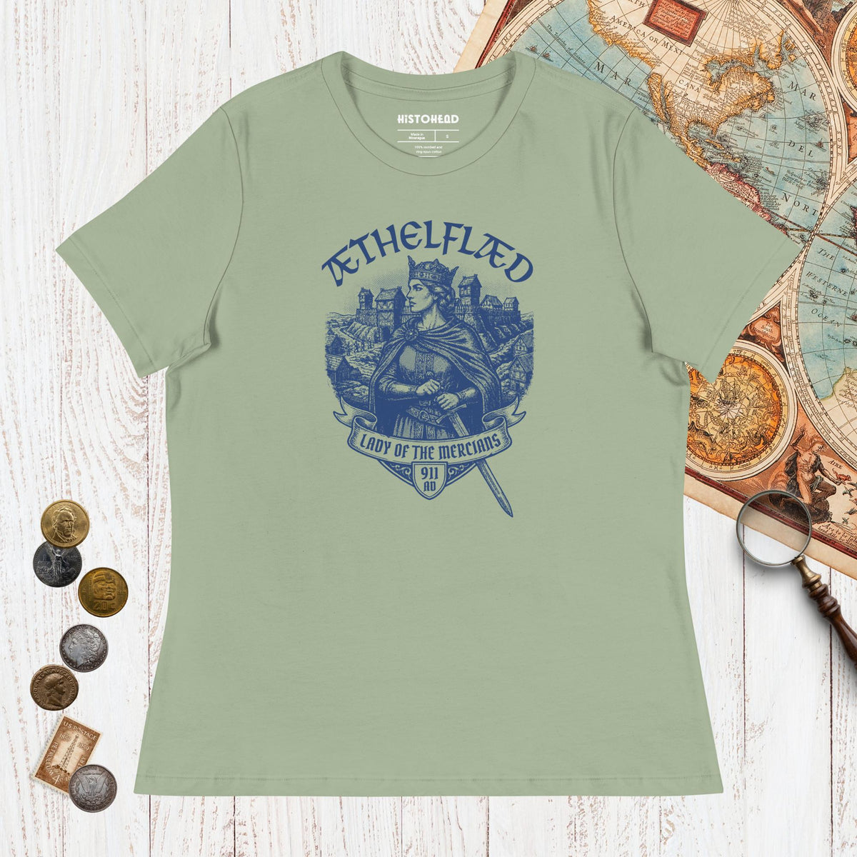Sage Æthelflæd Lady of the Mercians - Women's Tee - history buff gift by HistoHead