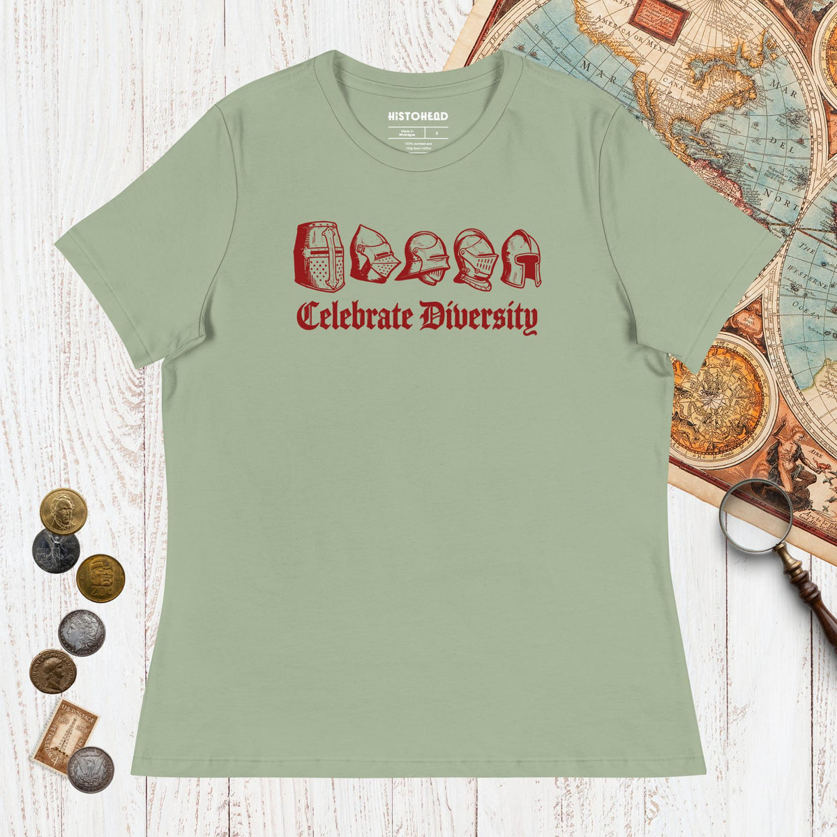 Sage Celebrate Diversity Medieval Helmets Edition - Women's Tee - history buff gift by HistoHead