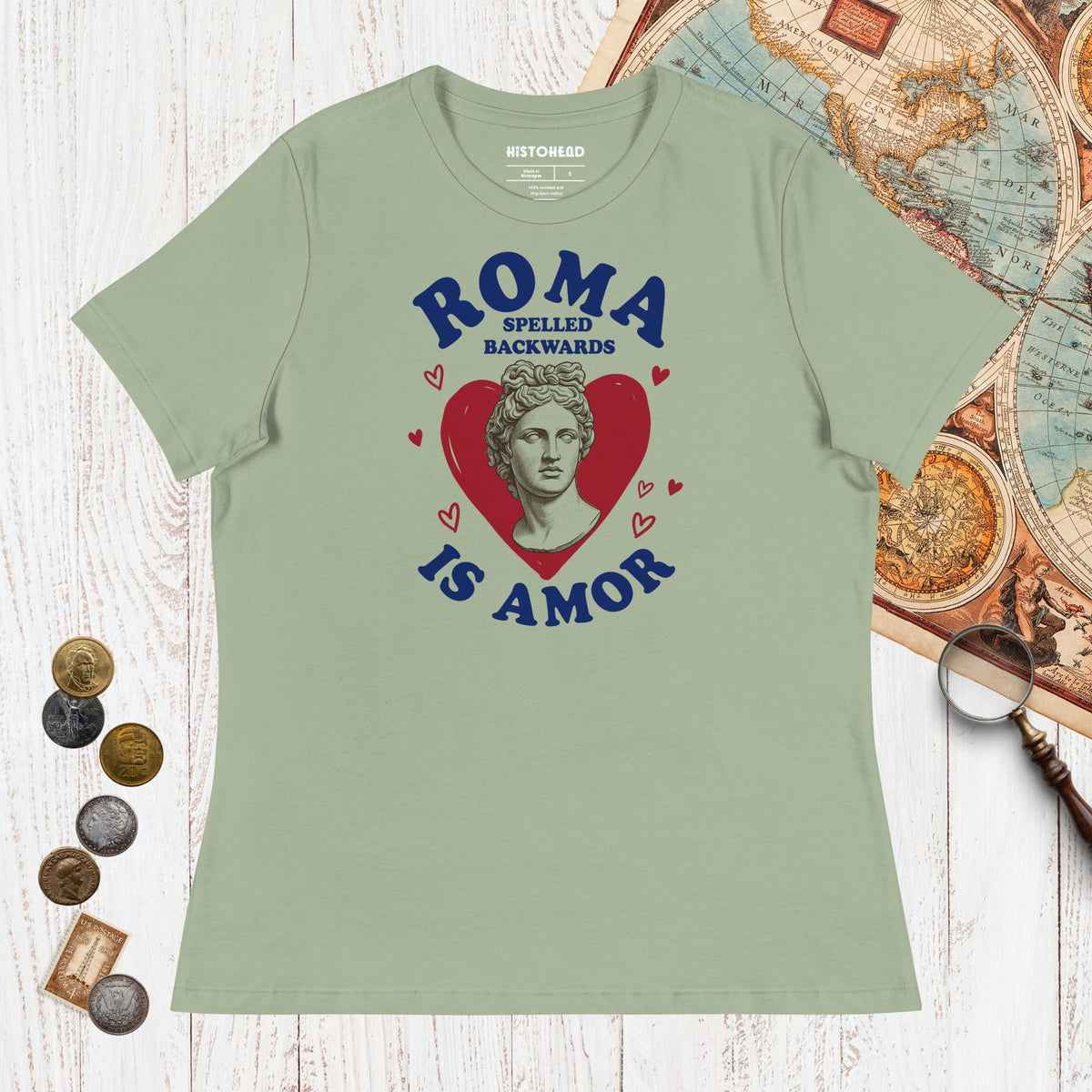 Sage Roma Spelled Backwards Is Amor - Women's Tee - history buff gift by HistoHead