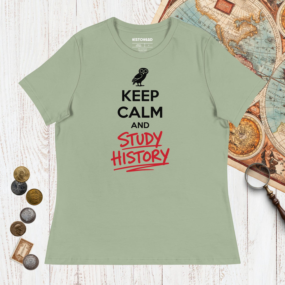 Sage Keep Calm and Study History - Women's Tee - history buff gift by HistoHead